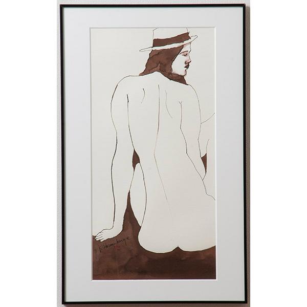 値下げ【整理販売】「Woman wearing hat-1」　アクリル作品　sma7239