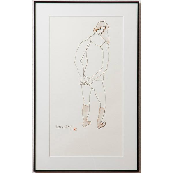 値下げ【整理販売】「シャツ姿の人」　アクリル作品　sma7240