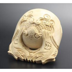 仏具 木魚 本楠 上彫  5寸