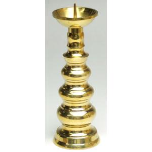 仏壇屋 滝田商店 獅子掛中口 火立(ローソク立て・燭台) 磨き 6寸付