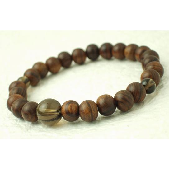 数珠 念珠 腕輪 ブレス 栴檀 茶水晶入り