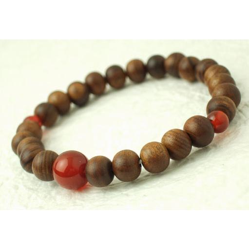 数珠 念珠 腕輪 ブレス 栴檀 瑪瑙 めのう 入り