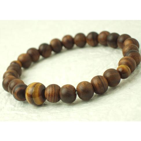 数珠 念珠 腕輪 ブレス 栴檀 虎目石入り