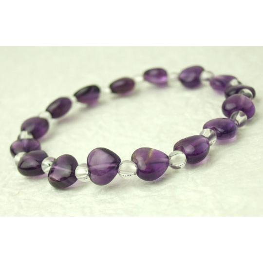 数珠 念珠 腕輪数珠 ブレス ハート・ブレス 紫水晶＆水晶