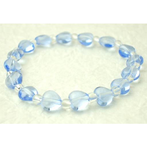 数珠 念珠 腕輪数珠 ブレス ハート・ブレス ブルークォーツ＆水晶