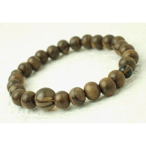 数珠 念珠 腕輪 ブレス シャム柿 茶水晶入り