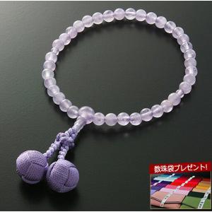 京仏壇はやし 数珠 女性用 くみひも梵天房 紅水晶 ローズクォーツ 念珠