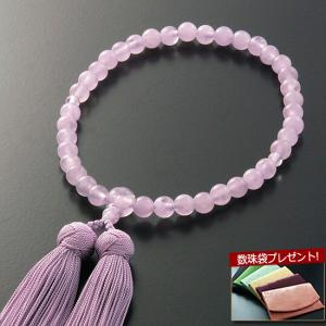 京仏壇はやし 数珠 女性用 二連 八宗用 インド翡翠 念珠袋付き SW