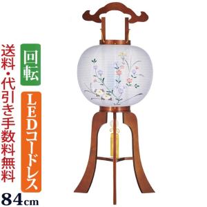 お盆用回転灯籠 京仏壇はやし 盆提灯 盆ちょうちん 銘木工芸行灯 華桜 11号 (描き絵