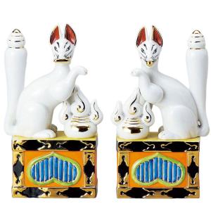 京仏壇はやし 神棚・神具 稲荷きつね 陶器製 9寸 1対（2個）入り