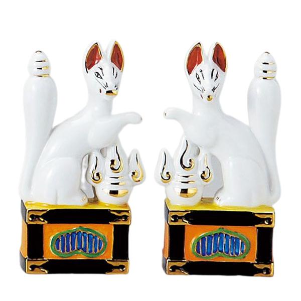 神棚・神具 稲荷きつね 陶器製 ５寸 １対（２個）入り 【z4304】 ( 狐 キツネ  神棚用 )