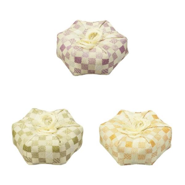 仏具 『おりん布団 めぐる 六角布団 ２.５号 ３柄（市松柄藤・市松柄利休・市松柄黄）』[仏壇 座布...