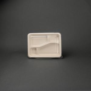 バガスモールド ＳＢＴ−４区切りパルプモールドＹＢ(Ｃ) 232×170×31mmH 300枚入り 弁当 プレートランチ 紙 PLA