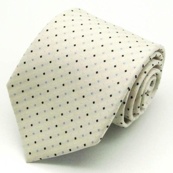 e-プライス ブランド ネクタイ シルク ドット柄 小紋柄 未使用タグ付 メンズ ホワイト e-pr...