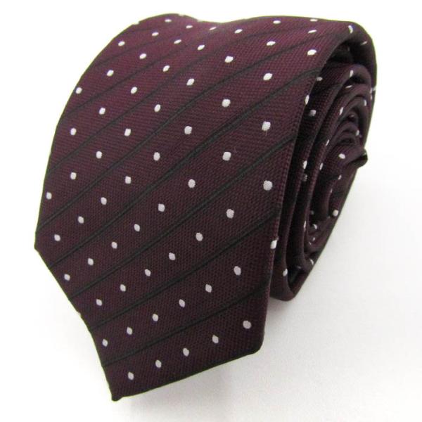 シンプルフレーズクラバット ブランド ネクタイ ドット柄 未使用タグ付 PO  メンズ ワインレッド...