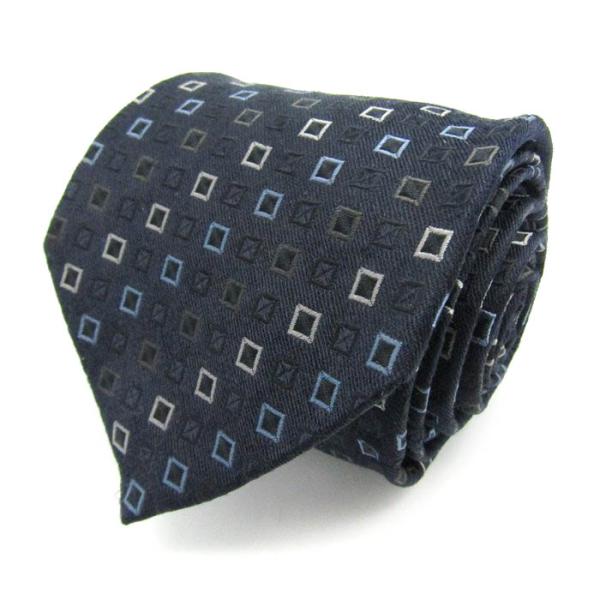 バグッタ ブランド ネクタイ 小紋柄 スクエア柄 シルク イタリア製 PO  メンズ ネイビー Ba...