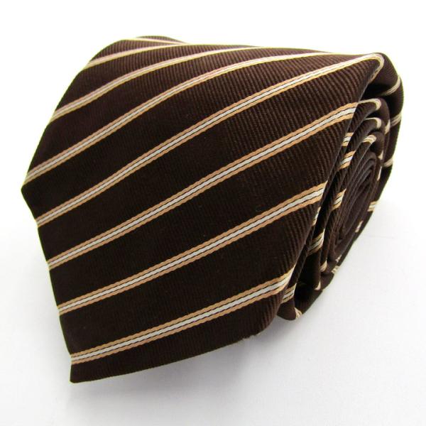 五大陸 ブランド ネクタイ シルク ストライプ柄 無地ソリッド チェンジタイ PO メンズ ブラウン...