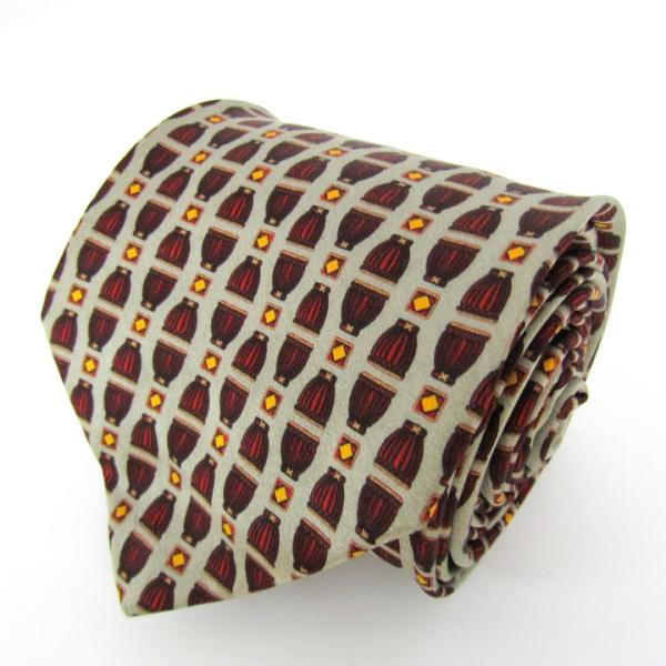 ブリオーニ ブランド ネクタイ 総柄 小紋柄 格子柄 シルク イタリア製 PO メンズ グレー Br...