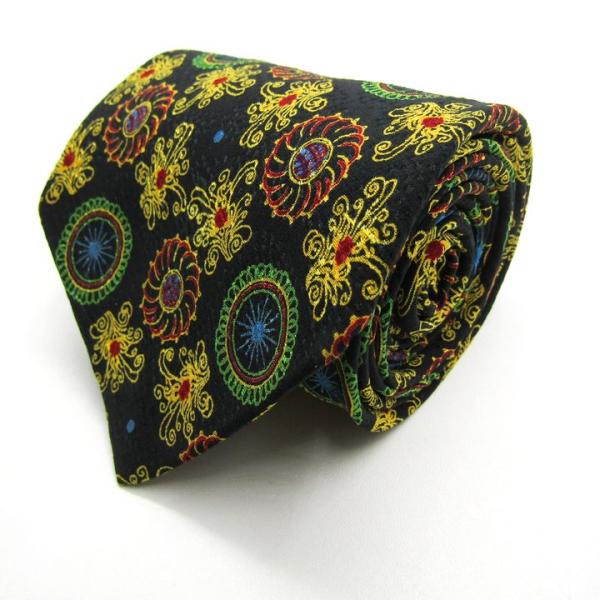 ブリオーニ ブランド ネクタイ 総柄 花柄 ドット 小紋柄 シルク イタリア製 PO メンズ ブラッ...