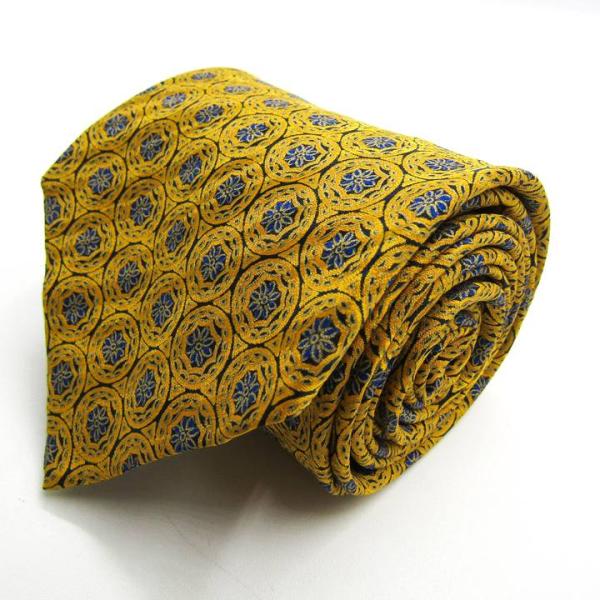 ブリオーニ ブランド ネクタイ 総柄 ドット 花柄 小紋柄 シルク イタリア製 PO メンズ イエロ...
