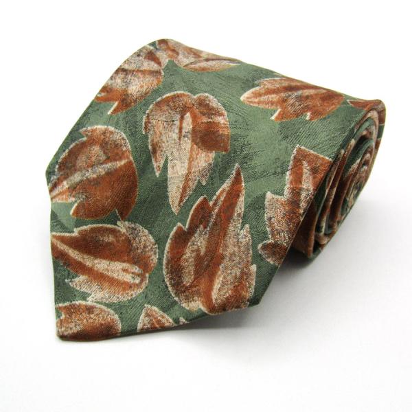 ブリオーニ ブランド ネクタイ 総柄 リーフ柄 シルク イタリア製 PO メンズ カーキ Brion...