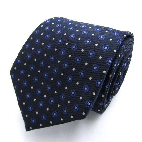 シンプルフレーズクラバット ネクタイ ブランド 総柄 小紋柄 シルク混 PO メンズ ネイビー SI...