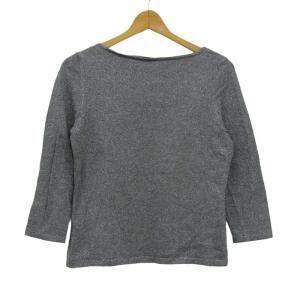 アンテイラー カットソー シャツ トップス ボートネック 七分袖 シルク混 レディース Mサイズ グレー×シルバー ANN TAYLOR