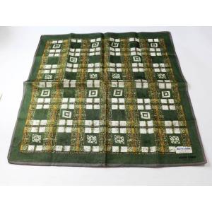 マリクレール ハンカチ 未使用 総柄 コットン ブランド 小物 若干ダメージ有 メンズ グリーン７×...