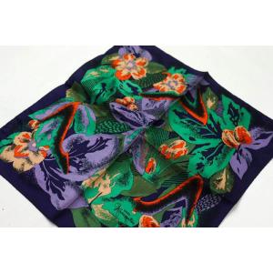 銀座かねまつ ハンカチ ミニスカーフ ポケットチーフ 総柄 ブランド 小物 レディース パープル K...