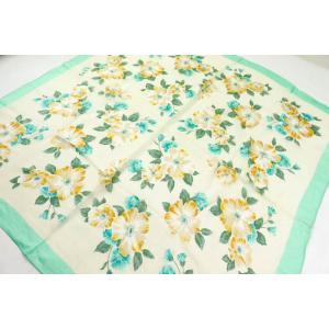 レノマ スカーフ 花柄 シースルー ブランド 小物 レディース アイボリー×グリーン renoma