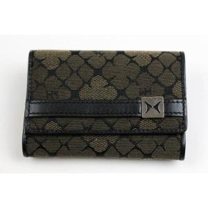 ハナエモリ 三つ折り財布 キャンバス/レザー 小銭入れあり ウォレット ブランド レディース グリー...