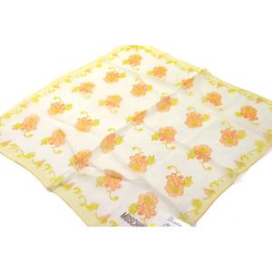 モスキーノ スカーフ ハンカチ 未使用 花柄 シルク 日本製 ブランド 小物 レディース イエロー ...