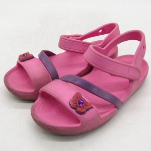 クロックス サンダル リナ チャーム ブランド 靴 キッズ 女の子用 C12サイズ ピンク crocs