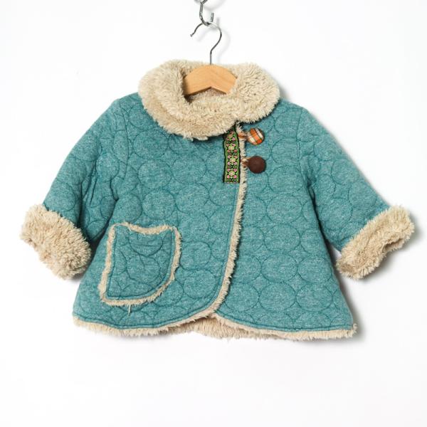 セラフ キルティングジャケット 裏ボア ジャンパー アウター ベビー 女の子用 80サイズ グリーン...