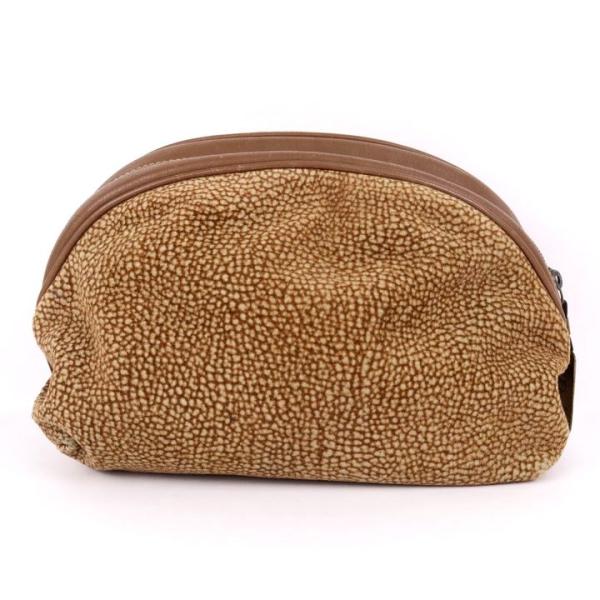 ボルボネーゼ ポーチ うずら柄 スエード/レザー イタリア製 メイクポーチ ブランド 小物 レディー...