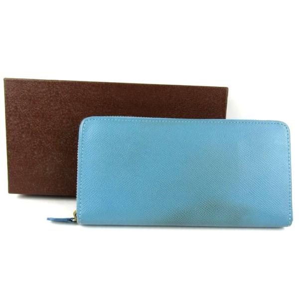 カーフレザー 長財布 ラウンドファスナー 本革 ドイツブランド 小銭入れあり レディース ブルー D...
