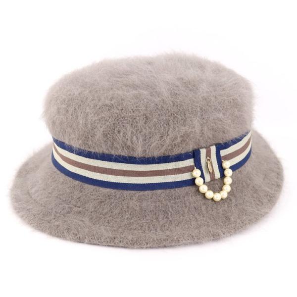トレジャー トプカピ ハット ラビットファー混 リボン パールモチーフ ブランド 帽子 レディース ...