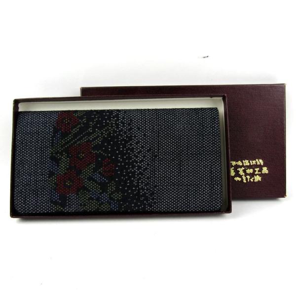 やまだ織 長財布 札入れ 本場塩沢絣 和柄 箱難有 ロングウォレット レディース ネイビー YAMA...