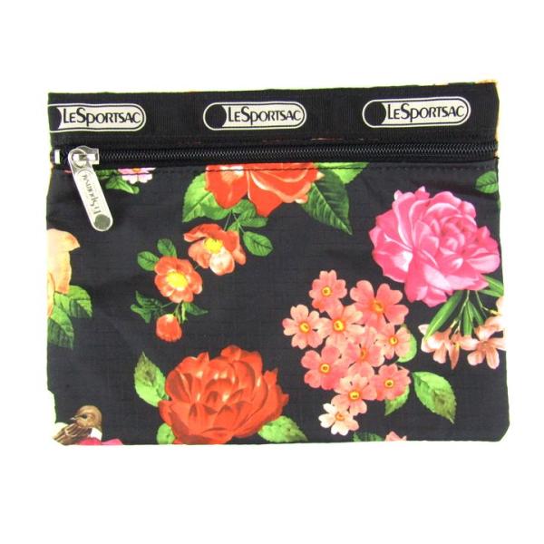レスポートサック ポーチ 未使用 ローズ 花柄 マルチケース 小物入れ ブランド レディース ブラッ...