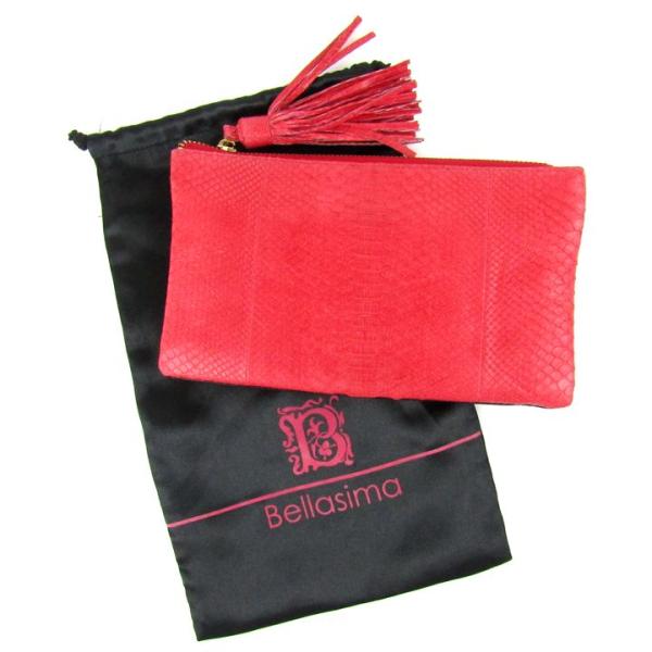 ベラシマ マルチケース パイソン型押し ウォレットバッグ 小物入れ ブランド レディース レッド B...