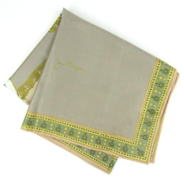 ジムトンプソン スカーフ ゾウ柄 シルク100％ タイ製 ブランド 小物 レディース グレージュ J...