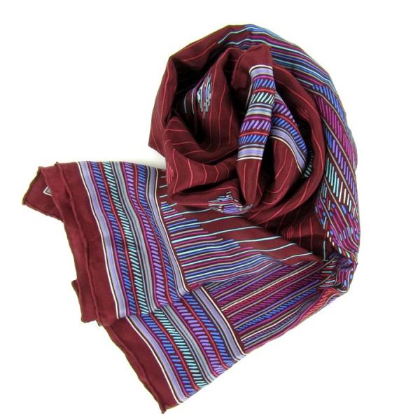 ルイフェロー スカーフ 未使用 総柄 シルク100％ ブランド 小物 レディース ワインレッド LO...