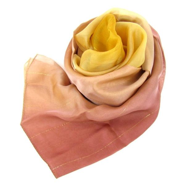 ラ バガジェリー スカーフ グラデーション 長方形 シルク ストール 日本製 小物 レディース イエ...