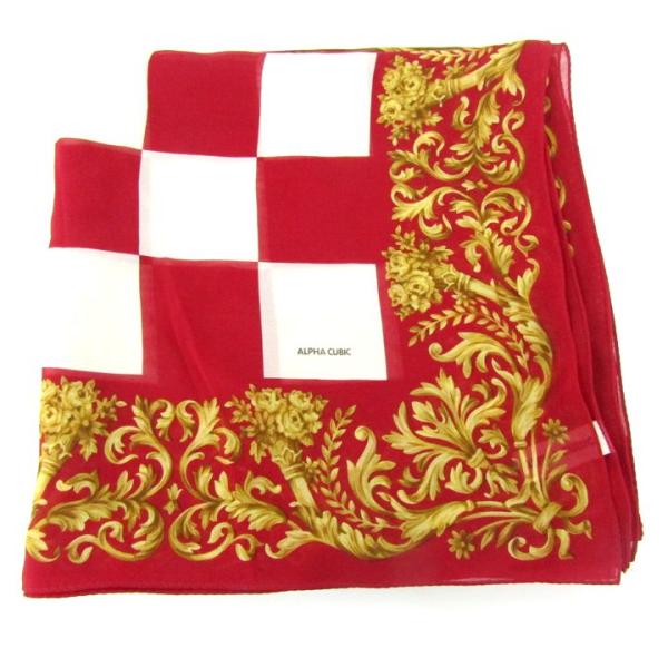 アルファ キュービック スカーフ 大判 バロック チェック柄 シルク ブランド 小物 レディース レ...