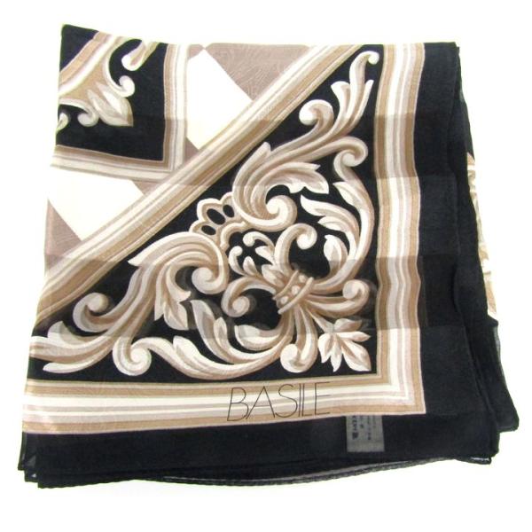 バジーレ スカーフ バロック柄 シルク ブランド 小物 レディース ブラック BASILE