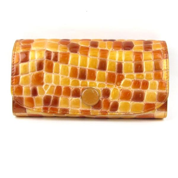 コッコフィオーレ 長財布 クロコ型押し 小銭入れあり ウォレット ブランド レディース イエロー C...