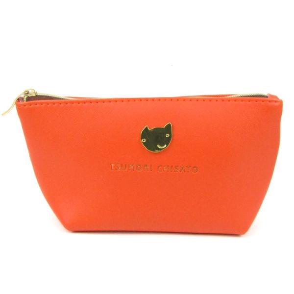 ツモリチサト ポーチ 猫 小物入れ マルチケース ブランド レディース オレンジ TSUMORI C...