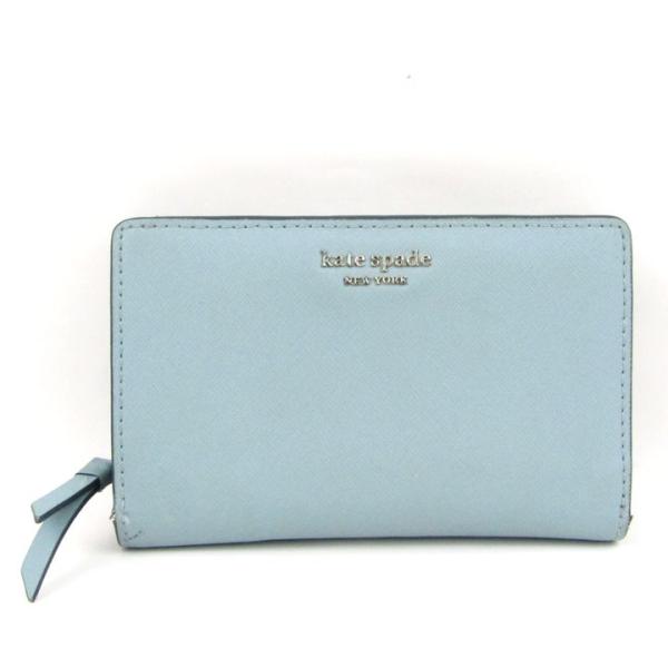 ケイトスペード 二つ折り財布 レザー ウォレット ブランド レディース ライトブルー Kate Sp...