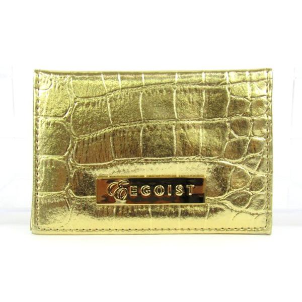 エゴイスト パスケース カードケース クロコ型押し ロゴ ブランド レディース ゴールド EGOIS...