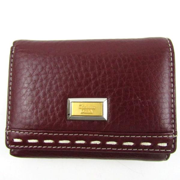 クリスチャンダニエル 三つ折り財布 小銭入れあり ミニ財布 ウォレット ブランド レディース ワイン...